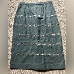 Vintage 1960s Union Made ILGWU Gray Wool Pencil Skirt MCM Wool DIY Repair Piece
